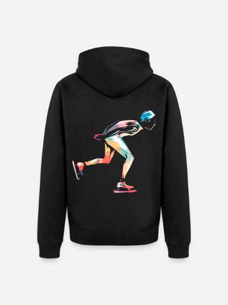 Schwebende Schlittschuhläuferin Eisbahn - Unisex Premium Bio Zip Hoodie - Schwarz