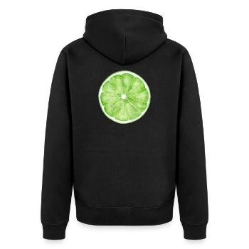 Limette - Unisex Premium Bio Zip Hoodie - Schwarz - Hinten - Nico (187cm)