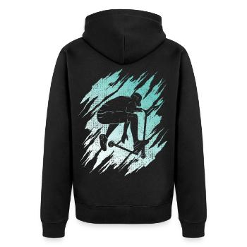 Scooter Tricks E-Roller Kinder Stunt Scooter - Unisex Premium Bio Zip Hoodie - Schwarz - Hinten - Nico (187cm)