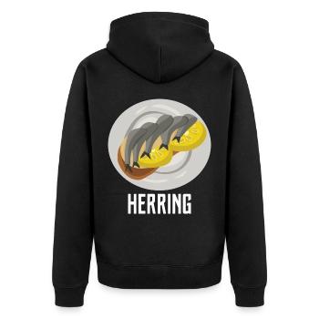 Schimmernder Hering Feinschmecker - Unisex Premium Bio Zip Hoodie - Schwarz - Hinten - Nico (187cm)