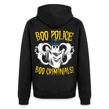 Buh Polizei, buh Kriminelle! Polizist Halloween - Unisex Premium Bio Zip Hoodie - Schwarz - Hinten - Nico (187cm)