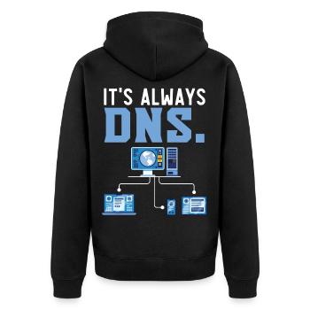 Aus Ein Haben Sie einen Neustart versucht? - Unisex Premium Bio Zip Hoodie - Schwarz - Hinten - Nico (187cm)