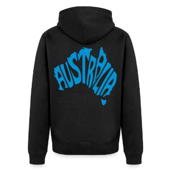 Australiien Australia - Unisex Premium Bio Zip Hoodie - Schwarz - Hinten - Nico (187cm)