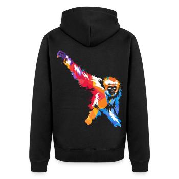 Kletterfreudiger Gibbon Regenwald - Unisex Premium Bio Zip Hoodie - Schwarz - Hinten - Nico (187cm)