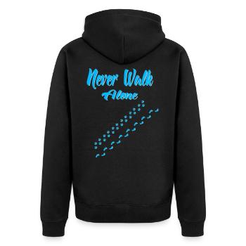 Never walk alone - Unisex Premium Bio Zip Hoodie - Schwarz - Hinten - Nico (187cm)