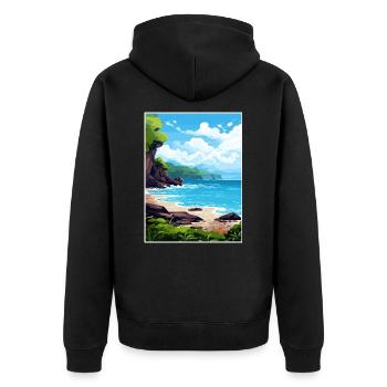 Papagayo Halbinsel Costa Rica Reiseposter - Unisex Premium Bio Zip Hoodie - Schwarz - Hinten - Nico (187cm)