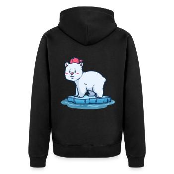 Knuddeliger Eisbär Arktisbewohner - Unisex Premium Bio Zip Hoodie - Schwarz - Hinten - Nico (187cm)