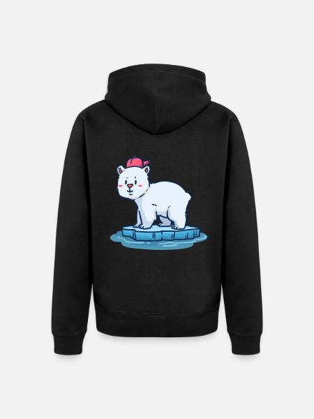Knuddeliger Eisbär Arktisbewohner - Unisex Premium Bio Zip Hoodie - Schwarz