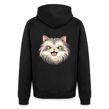 Sibirische Katze Karikatur Aquarell Illustration - Unisex Premium Bio Zip Hoodie - Schwarz - Hinten - Nico (187cm)