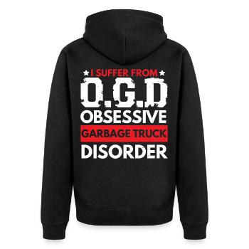 Garbage Truck Trash Collector Recycling Abfälle - Unisex Premium Bio Zip Hoodie - Schwarz - Hinten - Nico (187cm)