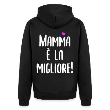 Mamma È La Migliore - Unisex Premium Bio Zip Hoodie - Schwarz - Hinten - Nico (187cm)