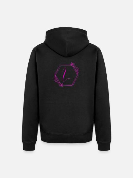 Monogramm L im Rosen-Rahmen - Unisex Premium Bio Zip Hoodie - Schwarz