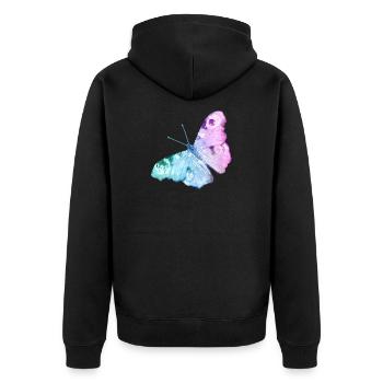 Schmetterlings Wasserfarben Gradient - Unisex Premium Bio Zip Hoodie - Schwarz - Hinten - Nico (187cm)
