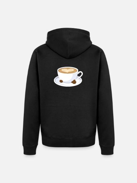 Kaffee Tasse Capuccino Milchkaffee Geschenk - Unisex Premium Bio Zip Hoodie - Schwarz