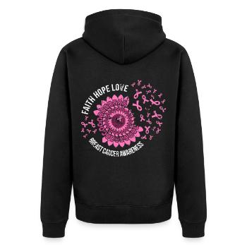 Brustkrebs Krebsdiagnose Geschenk - Unisex Premium Bio Zip Hoodie - Schwarz - Hinten - Nico (187cm)