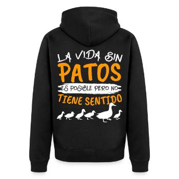Ein Leben ohne Enten Spruch Ente Zucht Ente - Unisex Premium Bio Zip Hoodie - Schwarz - Hinten - Nico (187cm)