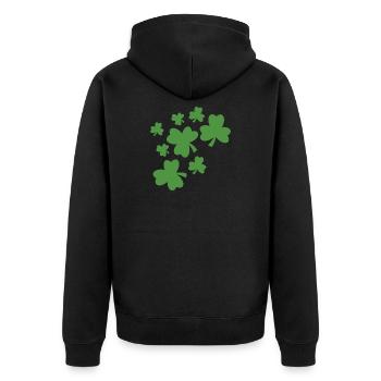 Kleeblatt - Unisex Premium Bio Zip Hoodie - Schwarz - Hinten - Nico (187cm)