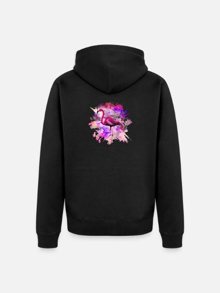 Flamingo - Unisex Premium Bio Zip Hoodie - Schwarz
