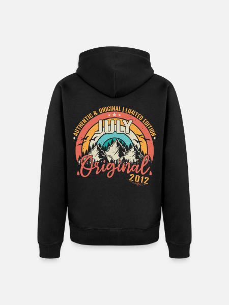 Juli 2012 Juli Jubiläum 2012 Juli - Unisex Premium Bio Zip Hoodie - Schwarz