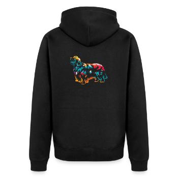 Stolzer Clumber Spaniel Jagdhund - Unisex Premium Bio Zip Hoodie - Schwarz - Hinten - Nico (187cm)