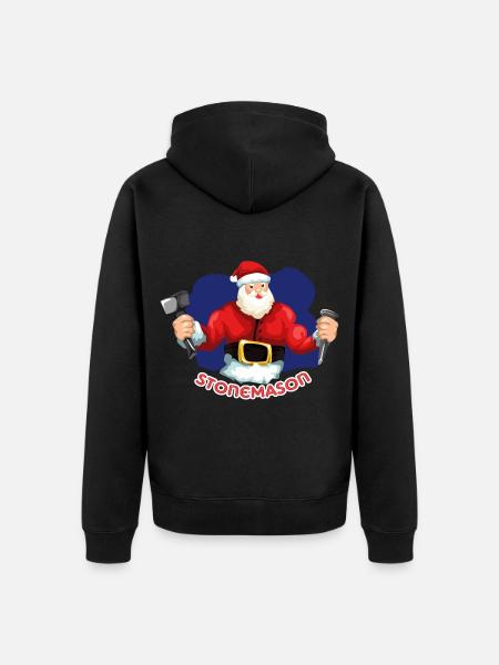 Kräftiger Steinmetz Weihnachtsbaustelle - Unisex Premium Bio Zip Hoodie - Schwarz