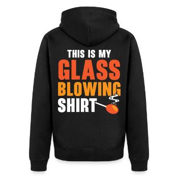 Das ist mein Glasbläserhemd Gaffer Glasbläser - Unisex Premium Bio Zip Hoodie - Schwarz - Hinten - Nico (187cm)