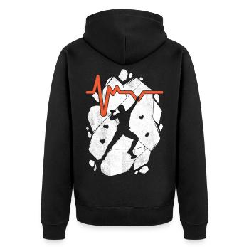 Klettern Bouldern Boulder Bergsteiger Kletterer - Unisex Premium Bio Zip Hoodie - Schwarz - Hinten - Nico (187cm)