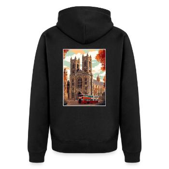 Westminster Abbey London Vintage Reiseposter WPA - Unisex Premium Bio Zip Hoodie - Schwarz - Hinten - Nico (187cm)