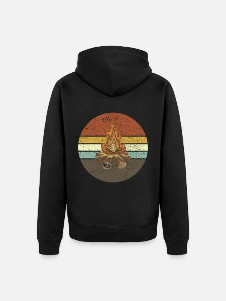 Lagerfeuer Retro - Unisex Premium Bio Zip Hoodie - Schwarz