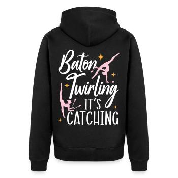 Baton Twirling Es ist fesselnd Baton Twirling - Unisex Premium Bio Zip Hoodie - Schwarz - Hinten - Nico (187cm)