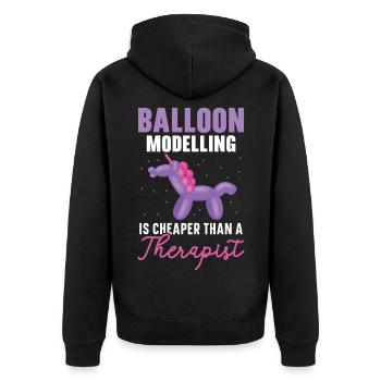 Ballonmodellieren ist billiger als ein Therapeut - Unisex Premium Bio Zip Hoodie - Schwarz - Hinten - Nico (187cm)
