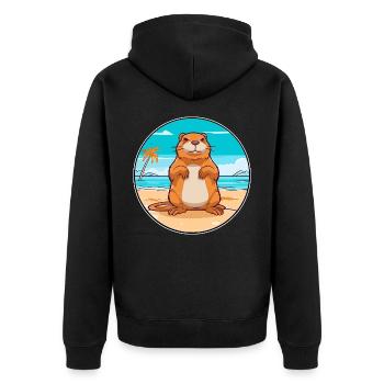 Gopher Aquarell Cartoon Kawaii Clipart Tier - Unisex Premium Bio Zip Hoodie - Schwarz - Hinten - Nico (187cm)