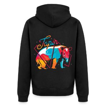 Farbenfroher Tapir Waldbewohner - Unisex Premium Bio Zip Hoodie - Schwarz - Hinten - Nico (187cm)
