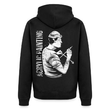 Kreativer Acrylmaler Leinwandkunst - Unisex Premium Bio Zip Hoodie - Schwarz - Hinten - Nico (187cm)