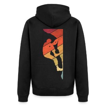 Bergsteiger Bouldern Boulder Klettern - Unisex Premium Bio Zip Hoodie - Schwarz - Hinten - Nico (187cm)