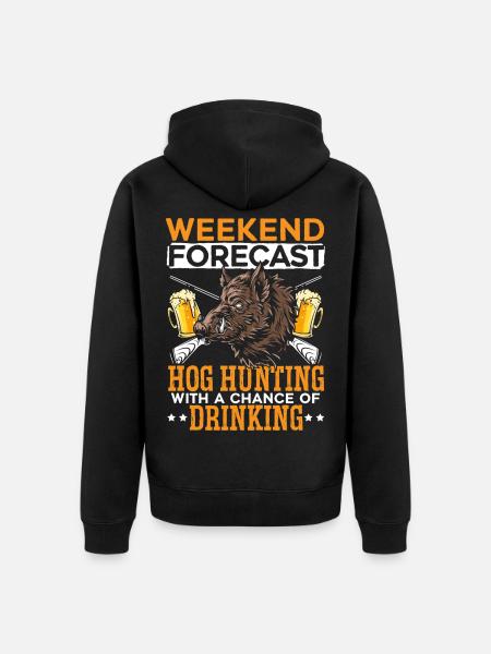 Wochenendvorhersage Schweinejagd mit Aussicht auf - Unisex Premium Bio Zip Hoodie - Schwarz