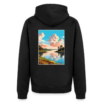 Toledo Bend Reservoir Texas Vintage Reiseposter - Unisex Premium Bio Zip Hoodie - Schwarz - Hinten - Nico (187cm)