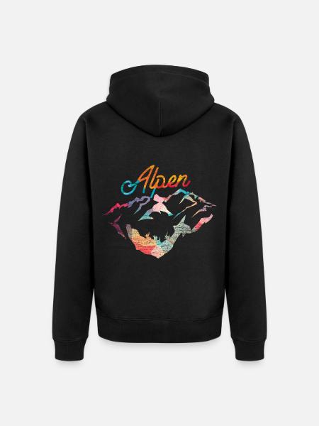 Schroffer Alpenkamm Bergwanderung - Unisex Premium Bio Zip Hoodie - Schwarz