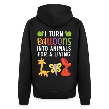 Ich verwandle Ballons in Tiere für meinen Lebensun - Unisex Premium Bio Zip Hoodie - Schwarz - Hinten - Nico (187cm)