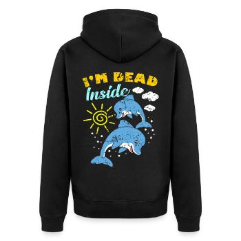 Dead Inside - Unisex Premium Bio Zip Hoodie - Schwarz - Hinten - Nico (187cm)