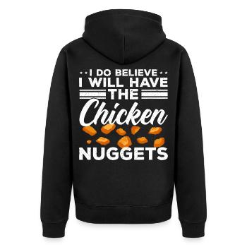 Ich glaube, ich werde die Chicken Nuggets haben Nu - Unisex Premium Bio Zip Hoodie - Schwarz - Hinten - Nico (187cm)