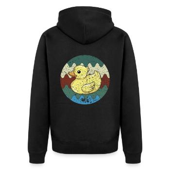 Badeente Retro - Unisex Premium Bio Zip Hoodie - Schwarz - Hinten - Nico (187cm)