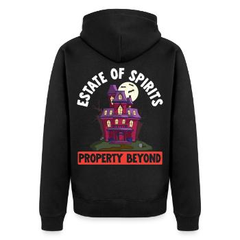 Nachlass von Geistern - Immobilien jenseits von Ha - Unisex Premium Bio Zip Hoodie - Schwarz - Hinten - Nico (187cm)