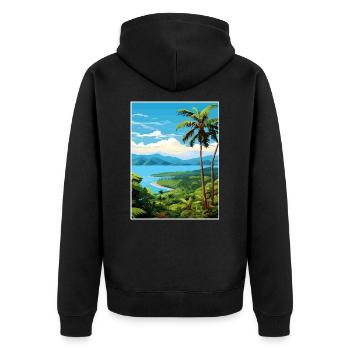 Nicoya Halbinsel Costa Rica Vintage Reiseposter - Unisex Premium Bio Zip Hoodie - Schwarz - Hinten - Nico (187cm)