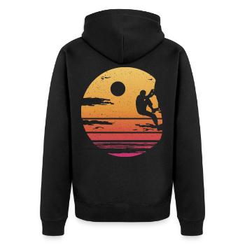Klettern Freeclimber Bergsteiger Bouldern - Unisex Premium Bio Zip Hoodie - Schwarz - Hinten - Nico (187cm)