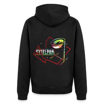 Pulsierender Steelpan Trommelklang - Unisex Premium Bio Zip Hoodie - Schwarz - Hinten - Nico (187cm)