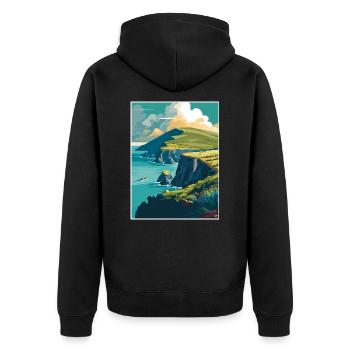 Dingle Halbinsel Irland Vintage Reiseposter WPA - Unisex Premium Bio Zip Hoodie - Schwarz - Hinten - Nico (187cm)
