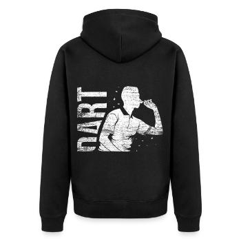 Flinker Dartspieler Vereinspokal - Unisex Premium Bio Zip Hoodie - Schwarz - Hinten - Nico (187cm)