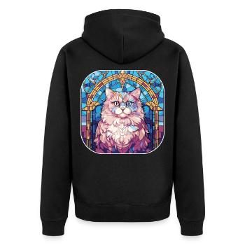 Bunte persische Katzenrasse Aquarellmalerei - Unisex Premium Bio Zip Hoodie - Schwarz - Hinten - Nico (187cm)