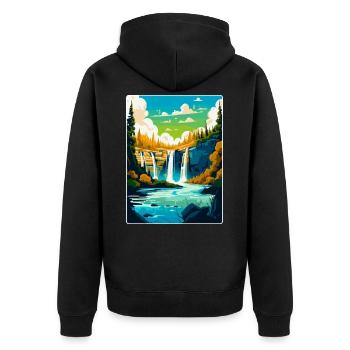 Plitvicer Seen Kroatien Vintage Reiseplakat WPA - Unisex Premium Bio Zip Hoodie - Schwarz - Hinten - Nico (187cm)